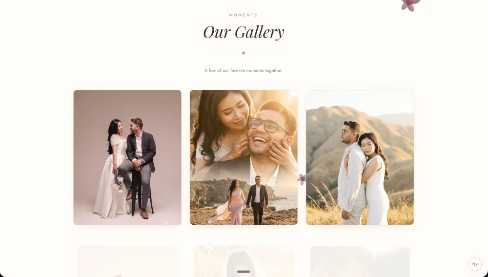 Wedding website screenshot: the photo gallery section.